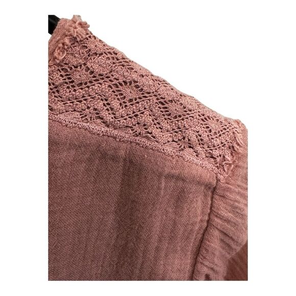 Current Elliott 1 Small The Picnic Top Coral Rose gauze peasant top - Picture 11 of 12